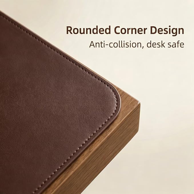Leather Desk Pad Protector, 15.5'' x 49'' Large Mouse Pad, Office Table Mat, Non-Slip PU Leather & Suede Base Table Blotter, Laptop Desktop Pad, Desktop Mat for Office Home, Brown