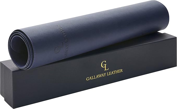 Gallaway Leather Desk Mat,Desk Writing Pad - Office Desk Pad, Large 36" x 17" Navy Blue, Desk Mats on Top of Desks, Gift Ready Elegant Computer Desk Mat Desk Cover Desk Pad Protector PU Leather