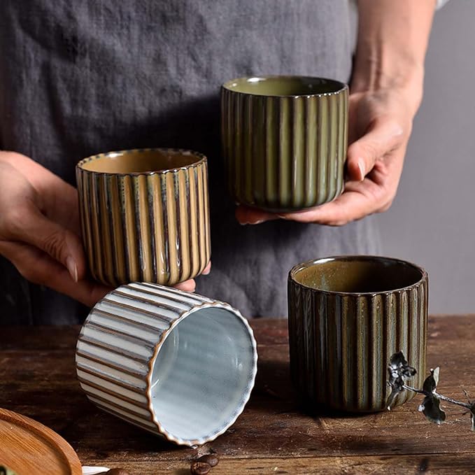 Japanese retro ceramic teacups, wine cups, water cups, restaurants, home offices Lake green