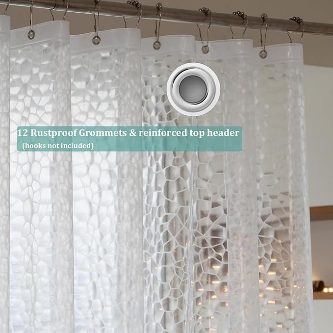 Clear Short Shower Curtain Liner 60 inch Length, EVA 7G Plastic Short Shower Curtain Liner 60 inches Long for Bathroom with 3 Weighted Magnets, Water Cube, 72x60Inches
