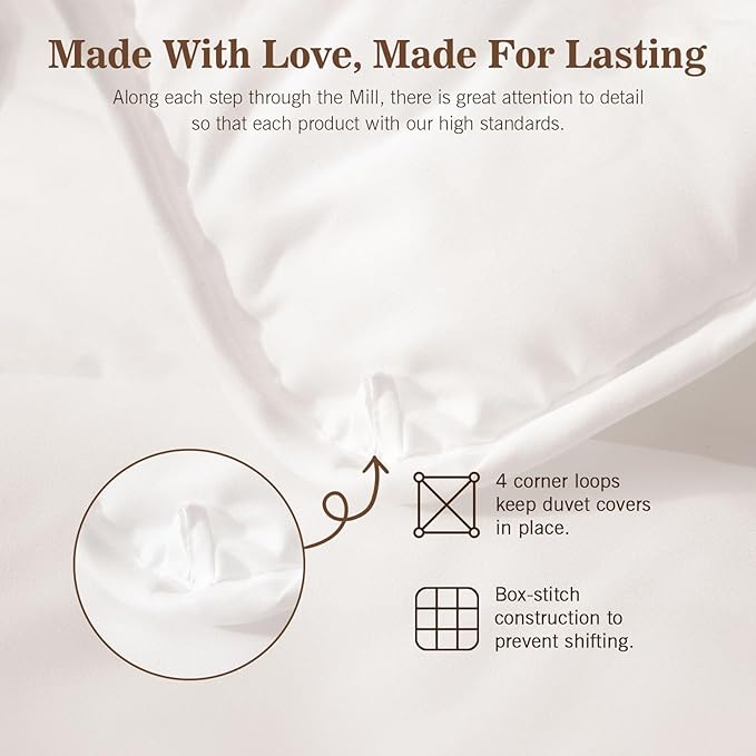 Hybrid Australian Wool Comforter Full Size with 100% Organic Cotton, Hypoallergenic Luxury Duvet Insert with Tabs, Temperature Regulating All-Season Bedding, White