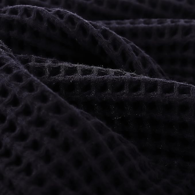 PÜSKÜL - Set of 3 Organic Waffle Hand Towel Black - Premium Quality, 100% Turkish Cotton, Soft, Quick-Dry, Absorbent, Lint-Free Face Kitchen Hand Towels (Black, Hand Towels - Pack of 3)