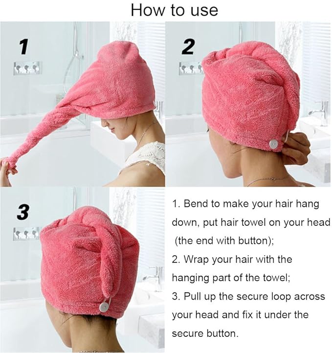 YYXR Microfiber Hair Drying Towel Ultra Absorbent Twist Hair Turban Drying Cap Hair Wrap (Yellow)
