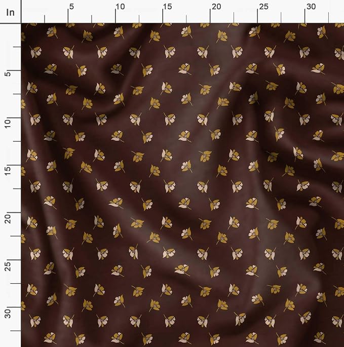 Soimoi Floral Print - Brown, Premium Cotton Cambric Fabric - Medium Weight Material for Quilting, Kurtis, Blouse, Kids Clothing, Tunic, Curtains - 42" Inch Wide, 1 Yard