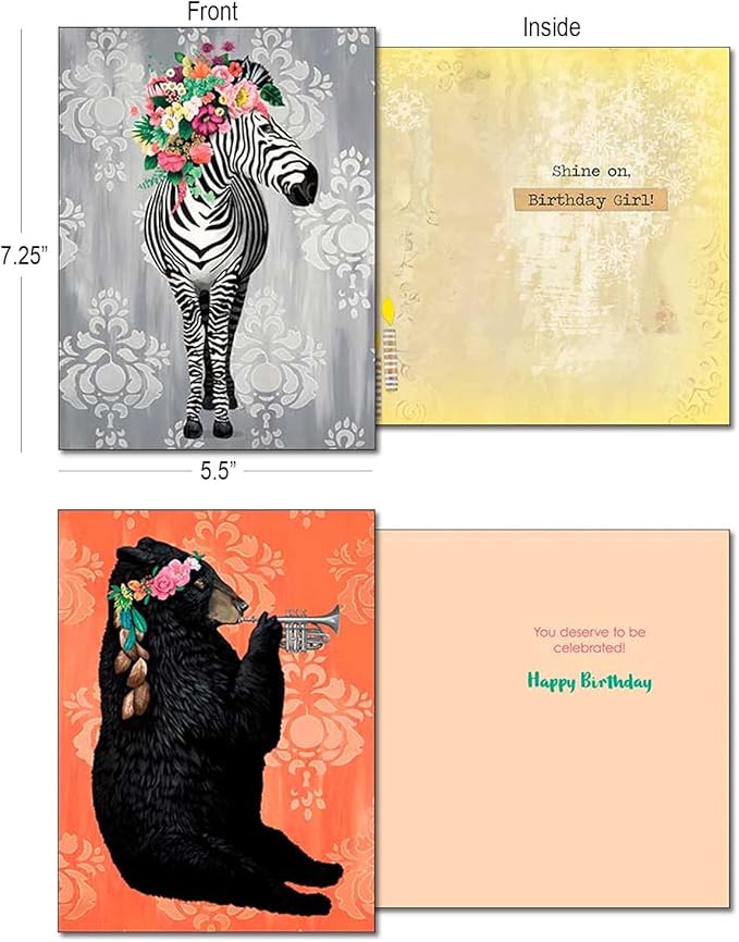 Leanin' Tree A Touch of Fancy - Made In USA - 20 Assorted Greeting Cards For All Occasions Box, Notecards with Envelope, Cute Stationary for Women - Includes Greeted and Blank Note Cards and Envelopes