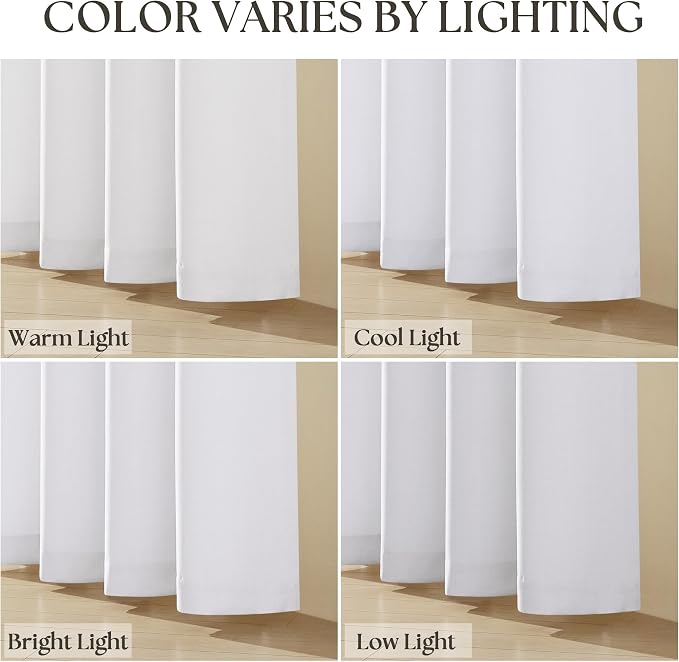 Linen White Grommet Curtains 84 Inches Long 2 Panels for Living Room Privacy Light Filtering Semi Sheer White Boho Farmhouse Curtain Drapes Slub Textured Modern Elegant Coastal Room Decor Snow White