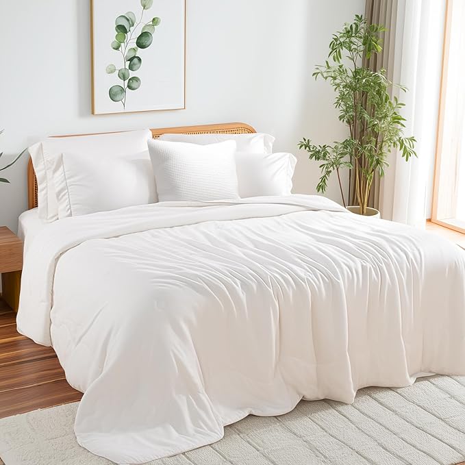NEXHOME PRO 100% Viscose Derived from Bamboo Comforter King Size - Cooling & Moisture-Wicking Bedding - All Season Lightweight Design - Natural Organic King Duvet Insert