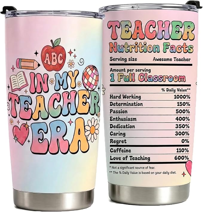 Best Teacher Appreciation Gifts 20 oz Insulated Tumbler for Women Teacher | Teacher Week Gift 20oz Insulated Tumbler for Thanksgiving Birthday Back to School Pre K Preschool Christmas Coffee Travel Mug