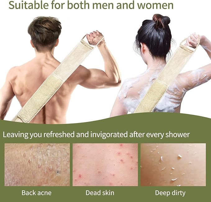 Natural Loofah Back Scrubber for Shower(1Pack),Luffa Sponge Exfoliating Bath Strap Made from Organic Loofa for Men and Women