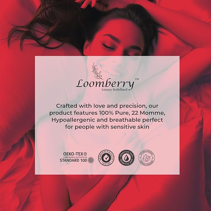 100% Pure Mulberry Silk Pillowcase for Hair and Skin, 6A Grade 22 Momme Silk Pillow Cases with Zipper, Soft Cooling Washable Both Sided Silk Pillow Cover (Burgundy Red, Standard 20''x26’’)