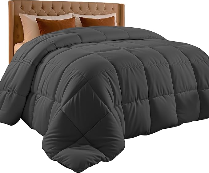 Utopia Bedding King Comforter Duvet Insert, Quilted Grey Comforter with Corner Tabs, Box Stitched Down Alternative Comforters King Size 90 x 102 inches