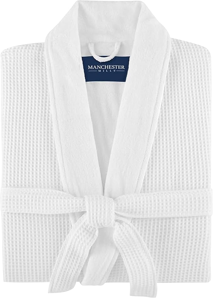 Manchester Mills Waffle Weave Robe with Lightweight French Terry Lining - one size