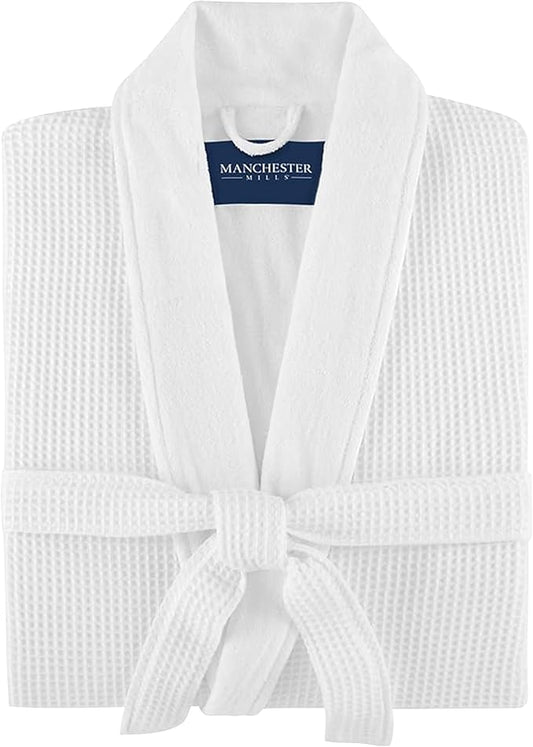 Manchester Mills Waffle Weave Robe with Lightweight French Terry Lining - one size