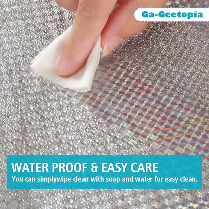 Ga-Geetopia Holographic 3D EVA Shower Curtain Liner Ice Cube, 72x72 Medium Weight Clear Plastic Bathroom Shower Curtain with Rustproof Metal Grommets for Shower Stall, Bathtubs