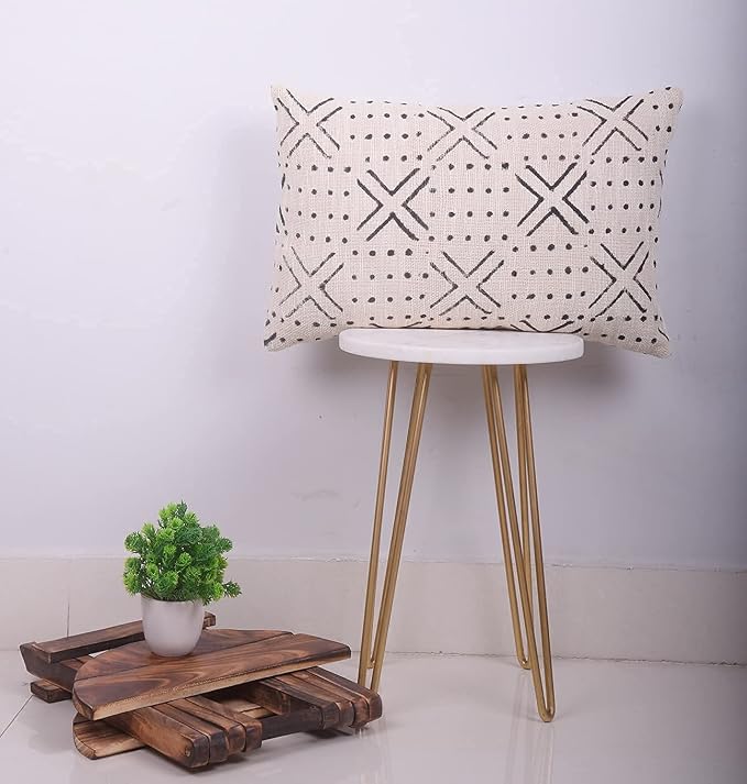 Trade Star Authentic Body Pillowcase Pure Cotton Case 100% Cotton Throw Decorative Cushion Covers Handloomed Oblong Pillow Cover Indian Decorations for Sofa Couch (Ivory NOVA 12X18 INCHES)