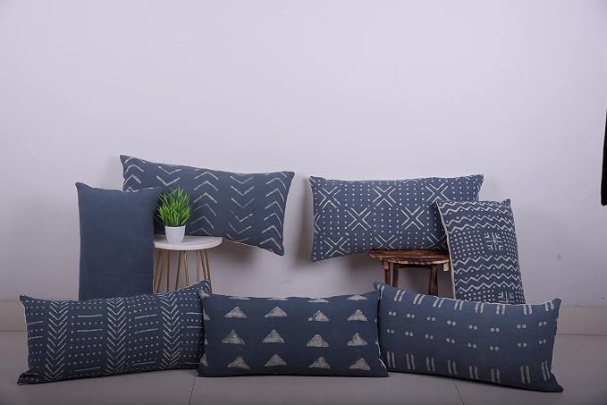 Trade Star Boho Spring Breathable Cushion Case Handloomed Farmhouse Pillow Case 100% Cotton Lumbar Pillow Cover Indian Modern Summer Cooling Lumbar Pillow Cover (Dark Grey ALMA 12X24 INCHES)