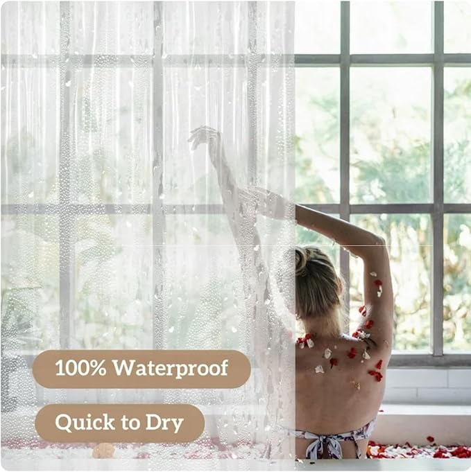 Paramexview® Shower Curtain Liner Clear 72x72 Heavy Duty and Premium PEVA Non-Toxic 8G Thickness Pre-Hooked 12 Metal Groomets PEVA Shower Curtain Liner with 3 Rustroof Magnet Weights