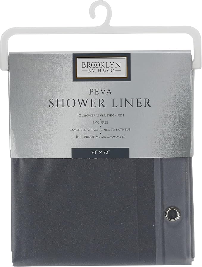 Home Expressions 6 Gauge PEVA Liner Magnetic Shower Curtain Liner 70"x72" (Shimmer Frosted- Light Grey)