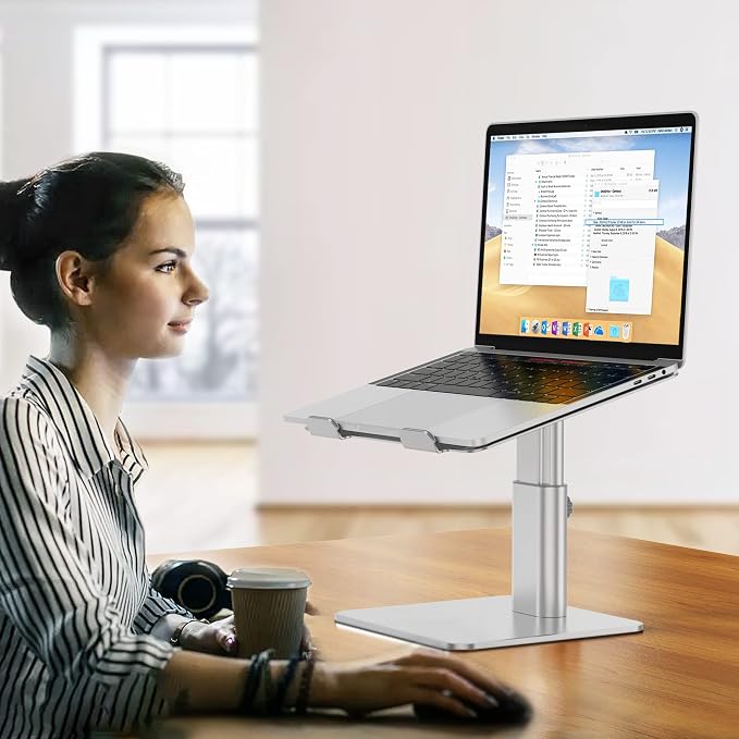 BESIGN LSX6N Laptop Stand, Ergonomic Adjustable Notebook Riser, Computer Holder, Laptop Mount Compatible with 10-15.6" Laptops, Silver