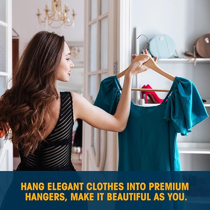 Wood Hangers - 60 Pack Solid Shirt Hangers, Heavy Duty & Slim Wooden Hangers, for Suit, Coat, Jacket, Pants（Natural）