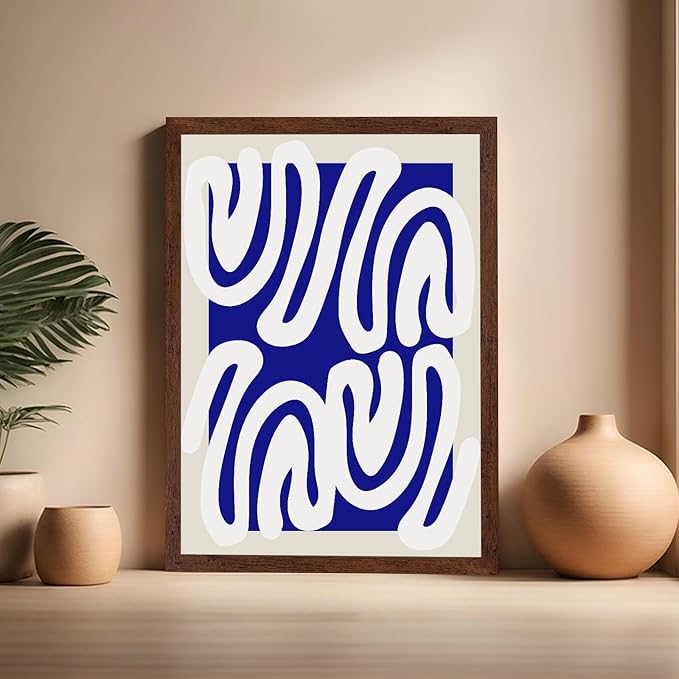 Monem Art Organic Shape Pattern Print - Modern Minimalist Abstract Poster - Wall Decor for Living Room, Bedroom or Office - 16x20 Brown Framed Wall Art by Rs Lab Studio