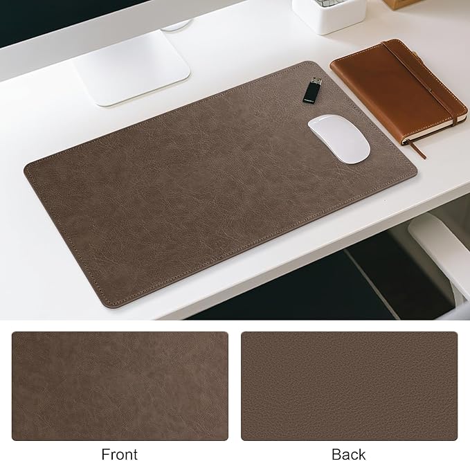Imitation Crazy Horse Leather Desk Mat - Waterproof Desk Pad - Ideal for Large Mouse Pad and Desk Mats on Top of Desks (Chestnut+Chestnut, 25"*13")
