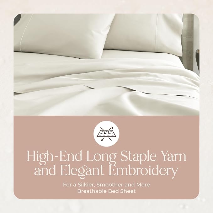 Certified Organic Twin Flat Sheet Only - 100% Organic Cotton Top Sheet with Luxurious Soft and Breathable 500 Thread Count Sateen Weave Finish - GOTS & Fairtrade Certified (Natural, Twin)