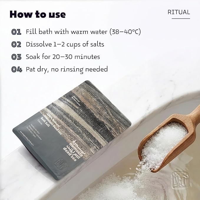 Dead Sea Salts for Soaking Relaxing Sea Salt Bath Soak for Body Rejuvenation - Natural Mineral Salts - Coarse Dead Sea Salt Unscented Bath Salts for Women & Men (8.82 oz)