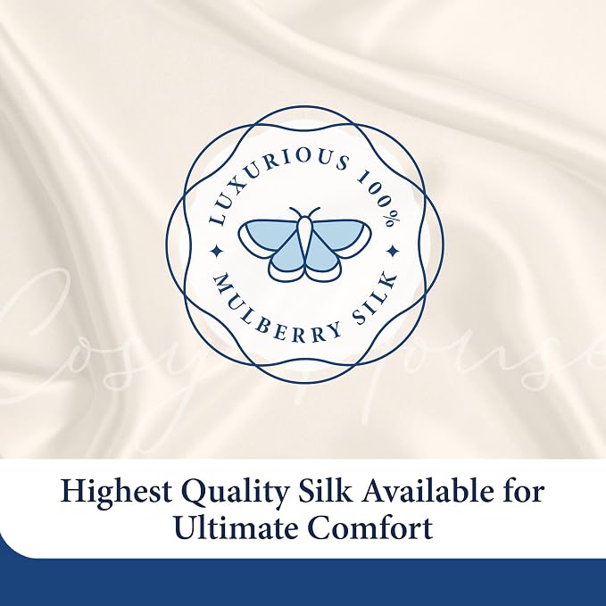 Cosy House Collection 100% Pure Silk Pillowcase | Pure Mulberry Silk - Cooling, Breathable, 22 Momme 6A High-Grade Fibers + Hidden Zipper Closure (Standard, Ash Blue)