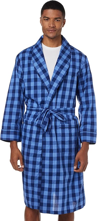 Nautica mens Long Sleeve Lightweight Cotton Woven Robe
