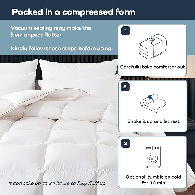 Olive + Crate 100% Viscose derived from Bamboo Comforter Outer Shell - Extra Thicker and Heavier Queen Size - Cooling Blanket, Hypoallergenic & Moisture Wicking Bedding - Winter Comforter (88" x 90")