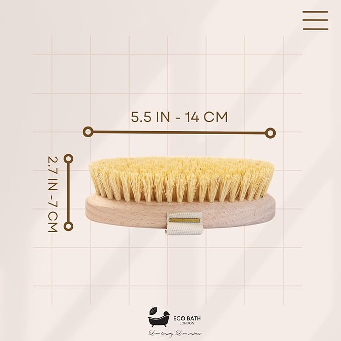 Eco Bath London Natural Sisal Massage Hand Brush - Dry Brushing Body Brush for Exfoliation and Improved Circulation, Natural Bristle Body Scrubber
