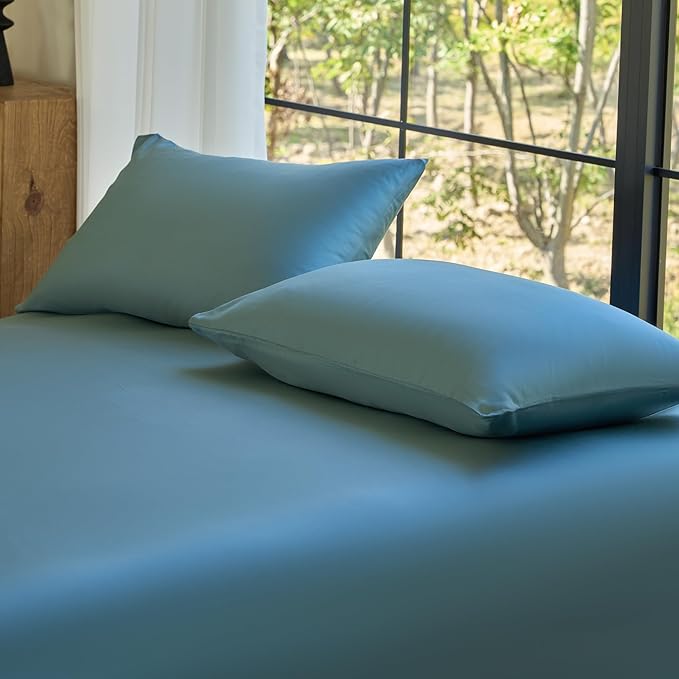 DOZ by SIJO Pillowcase Set, 100% Viscose derived from Bamboo, Organically Grown, Buttery Soft, Silky, Breathable, Cooling, Oeko-TEX, High GSM, (Pack of 2), Envelope Closure (King, Teal)