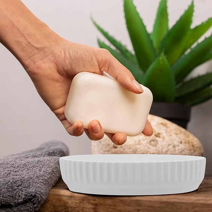 Soap Dish for Bar Diatomaceous Earth Soap Holder Bathroom Trays,Water Absorbent Stone Shower Soap Holder Sponge Holder Bathroom Shower Accessories