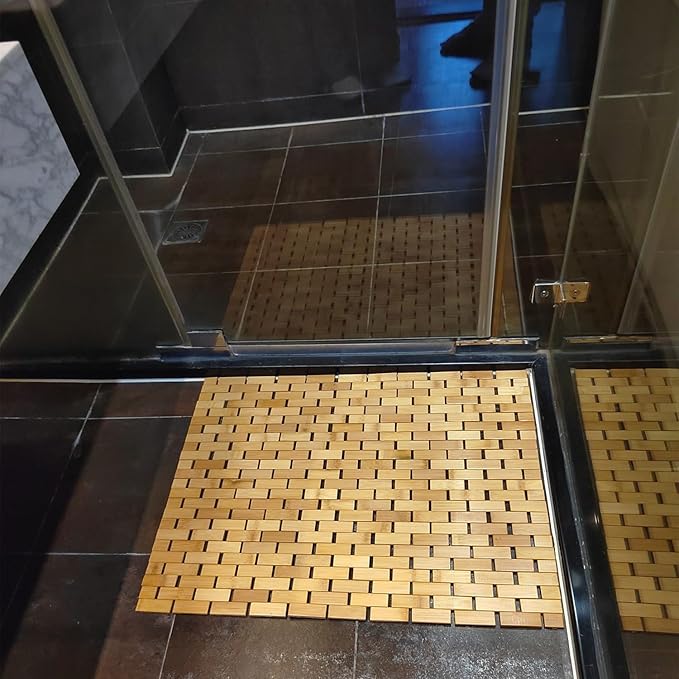 HJJKKH Bath Mat 23.6X35.4 inches, Non Slip and Foldable Floor Shower Mat for Bathroom, Bathtub, Shower, Sauna, Hot Tub, Rayon Derived from Bamboo
