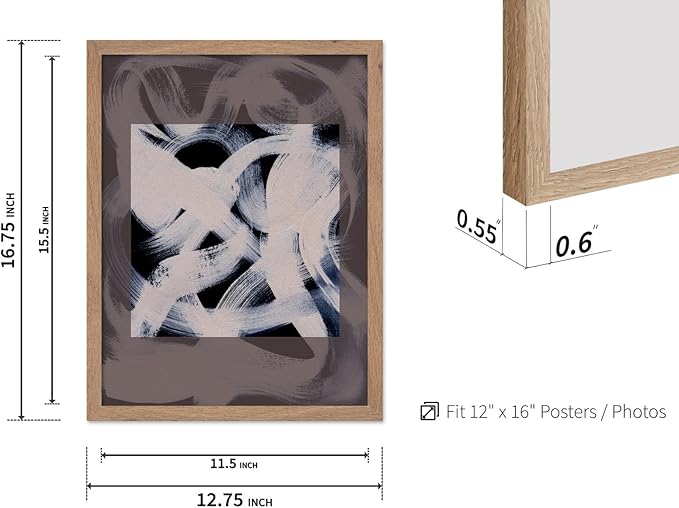 Monem Art Monochrome Abstract Brushstroke Painting Print - Modern Minimalist Graphic Art Poster - Wall Decor for Living Room, Bedroom or Office - 12x16 Beige Framed Wall Art by Mareike Bohmer