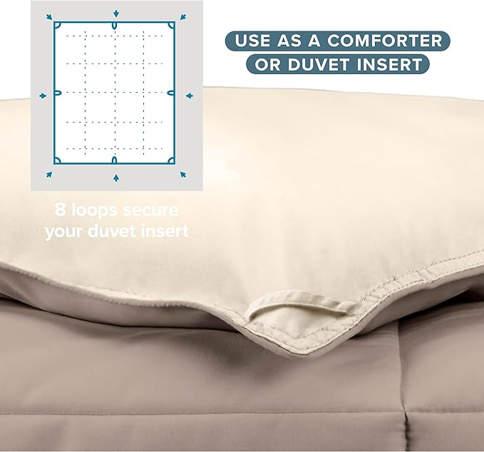 Bare Home Full Comforter - Reversible Colors - Goose Down Alternative - Ultra-Soft - Premium 1800 Series - All Season Warmth - Bedding Comforter (Full, Taupe/Sand)
