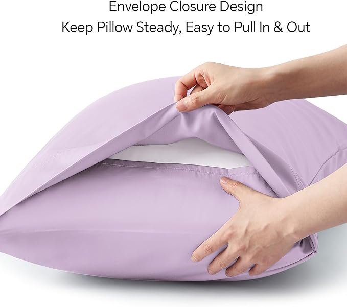 BEDELITE Body Pillow Case Cover, Rayon Made from Bamboo, Cooling Body Pillow Cover for Hot Sleepers and Night Sweats, Breathable & Silky Soft Full Long Pillow Case (Light Purple, 20x54 Inches)