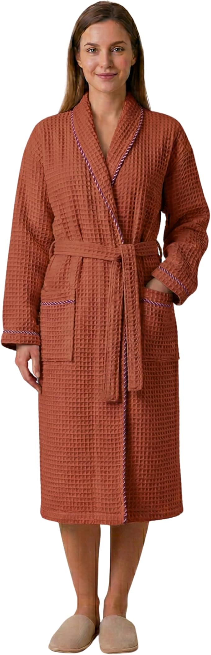 PÜSKÜL Luxury Waffle Robe for Women & Men - Natural 100% Turkish Cotton Bathrobe - Housecoat Womens & Housecoat Mens