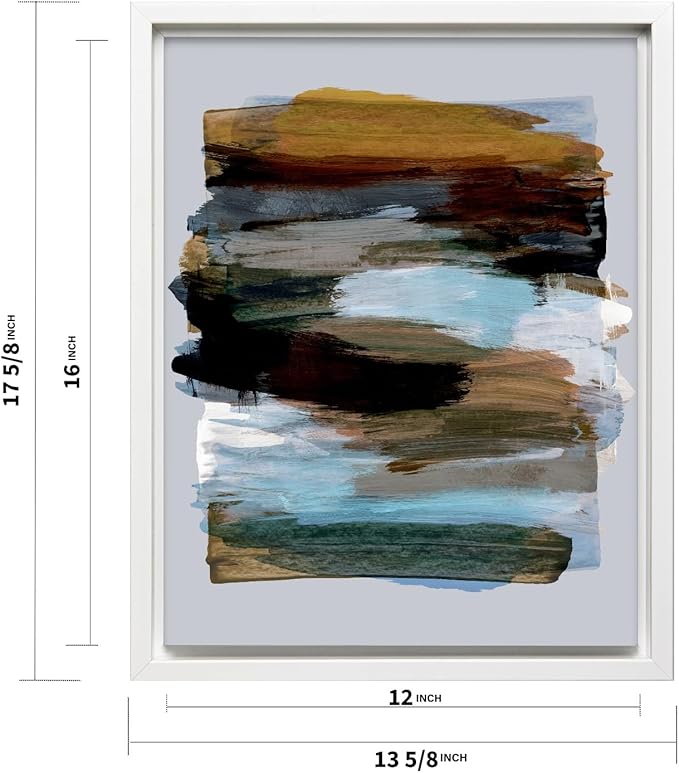 Monem Art Abstract Earth Tone Brushstroke Print - Modern Painterly Art Poster - Wall Decor for Living Room, Bedroom or Office - 12x16 White Framed CANVAS Wall Art by Mareike Bohmer