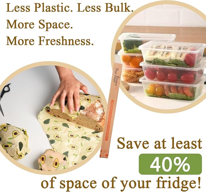 Beeswax Wrap ROLL (13" x 40") - Cut-to-Size Reusable Food Wraps, DIY Customizable Beeswax Food Wrap for Bread, Sandwiches & Bowls, Eco Friendly Sustainable Zero Waste Plastic Free Storage