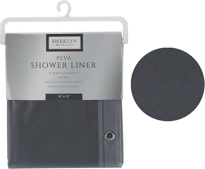 Home Expressions 6 Gauge PEVA Liner Magnetic Shower Curtain Liner 70"x72" (Shimmer Frosted- Light Grey)