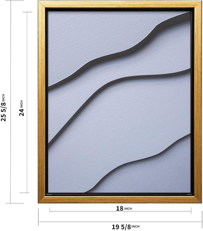 Monem Art Minimalist White Paper Waves Print - Abstract Scandinavian Texture Poster - Wall Decor for Living Room, Bedroom or Office - 18x24 Gold Framed CANVAS Wall Art by Mareike Bohmer