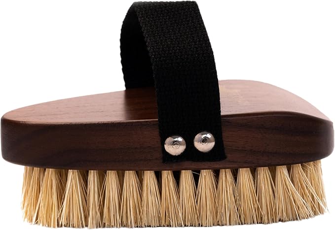 Eco Bath London Natural Sisal Walnut Hand Brush - Luxury Body Brush for Dry Brushing and Exfoliation, Durable Walnut Wood and Sisal Brush for Remove Dead Skin Toxins Cellulite