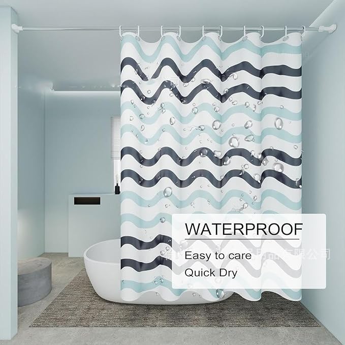 TIKABC Shower Curtain Liner, 4G PEVA Shower Liner, Plastic Waterproof Shower Curtains, 72x72 inch with Grommet Holes 3 Magnetic Weights