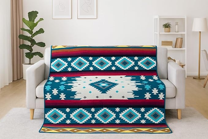 Alpaca Blanket Throw 78x47 in | Ultra Soft, Non-Itchy & Breathable | Premium Alpaca Wool Blanket | Warm, Hypoallergenic Natural Fiber | Handmade Luxury Throw for Sofa, Bed or Travel (Turquoise)