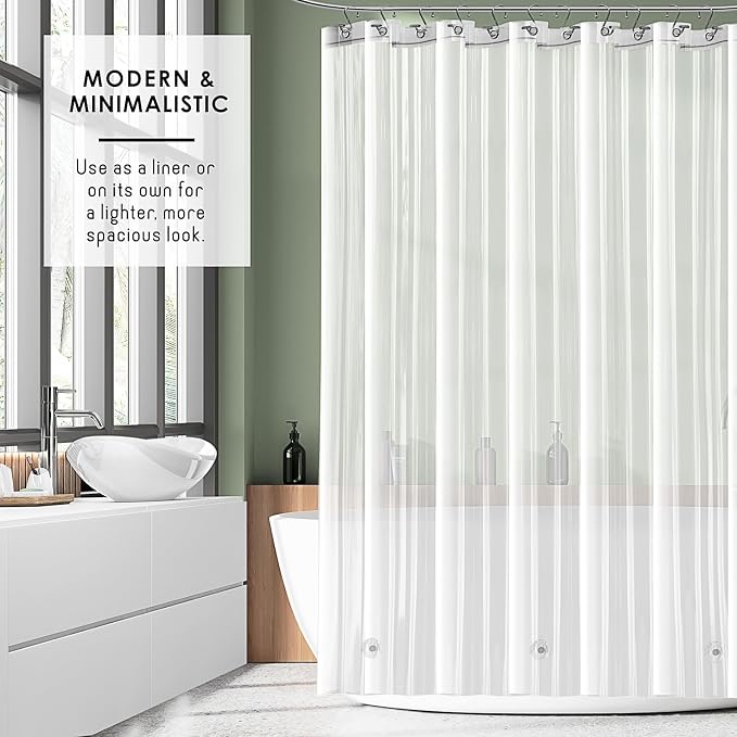 Clara Clark Shower Curtain Liner - Lightweight Vinyl PEVA, 72x72 Frosted, Waterproof Plastic With 3 Magnets, 5G Premium for Bathroom
