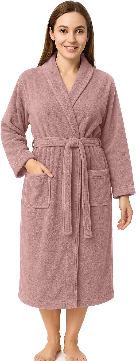 RIVERSIDE Premium 100% Cotton Terry Bathrobe For Women and Men - Soft Towel Robes with Shawl Collar Ajdustable Belt & Pockets