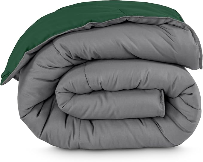 Bare Home King/California King Comforter - Reversible Colors - Goose Down Alternative - Ultra-Soft - Premium 1800 Series - All Season Warmth - Bedding Comforter (King/Cal King, Grey/Forest Green)