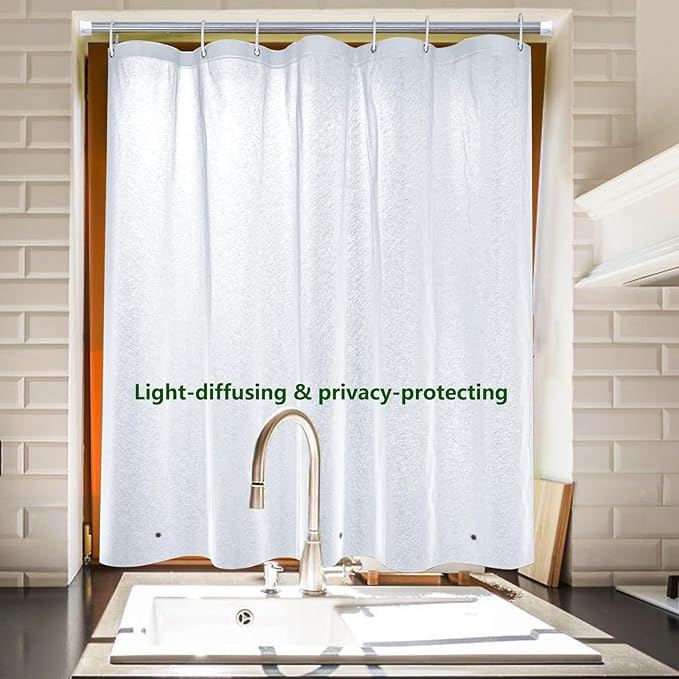 40x36 Shower Window Curtain with 3 Magnets Weights,EVA Vinyl Plastic Waterproof Heavy Duty Small Short Bathroom Window Curtains,40W x 36H,Frosted